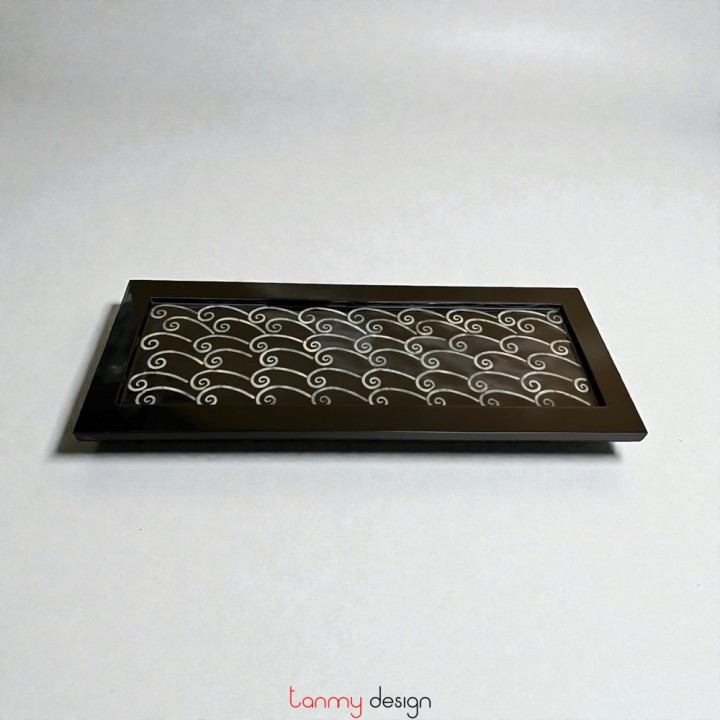 Rectangular lacquer tray with round pearl waves 19.5*51.5cm